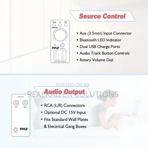 USA PYLE Bluetooth Audio Control Receiver in Wall Mount