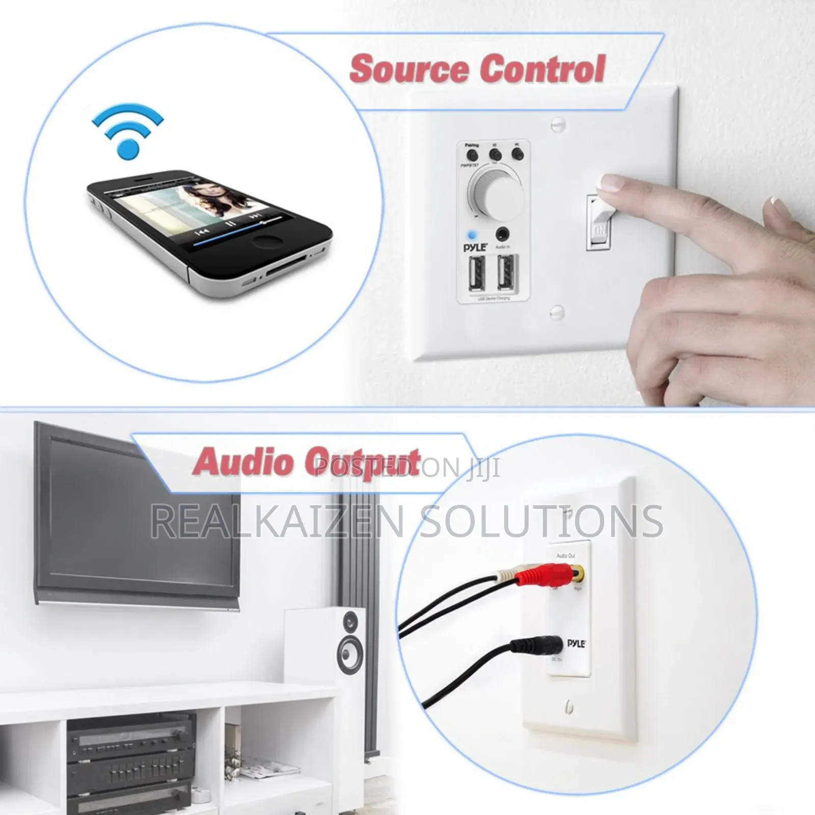 USA PYLE Bluetooth Audio Control Receiver in Wall Mount