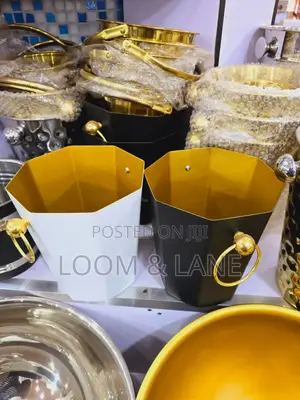 Double Wall Insulated Ice Bucket With Gold Lining
