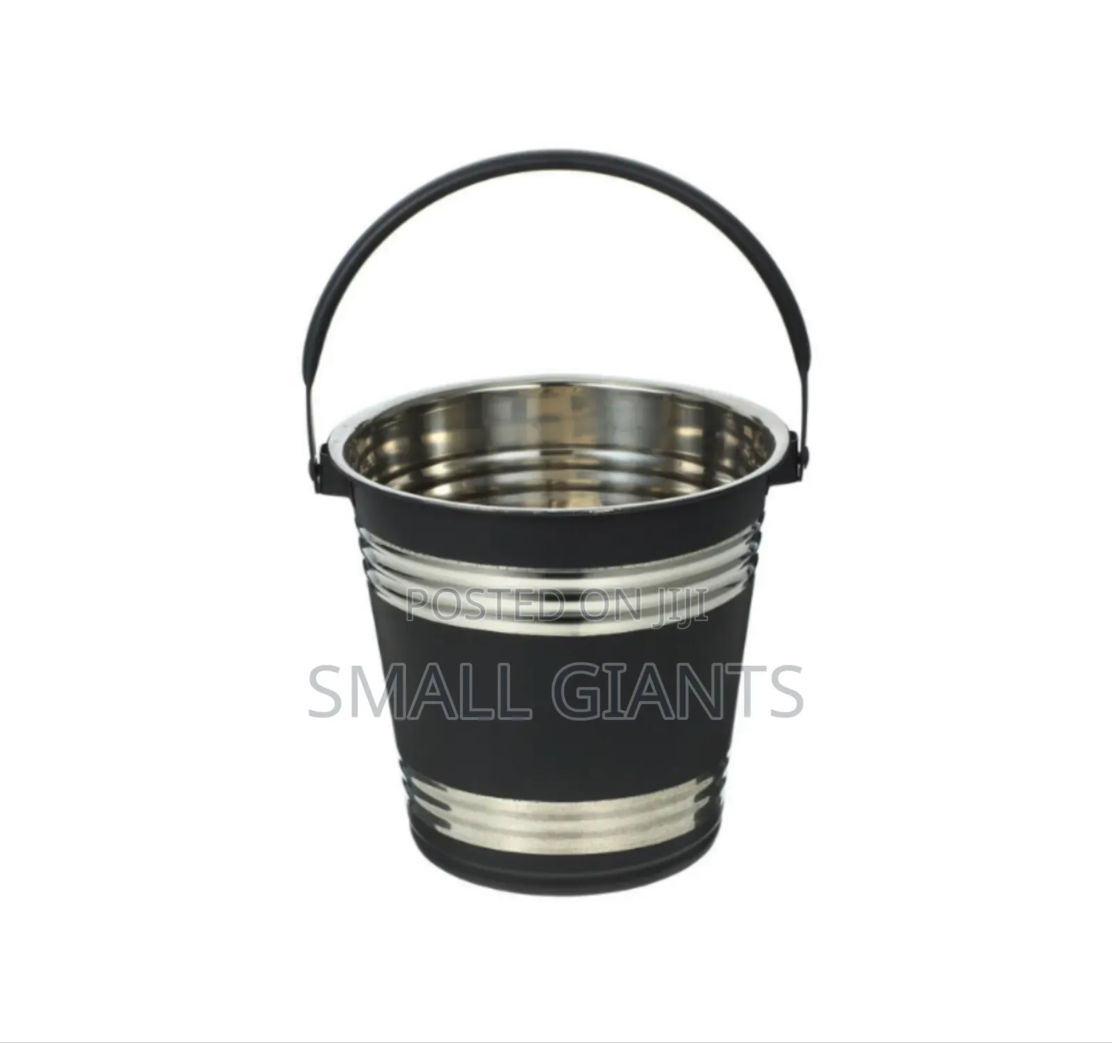 Strong Black Stainless Steel Ice Bucket