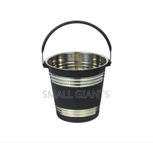Strong Black Stainless Steel Ice Bucket