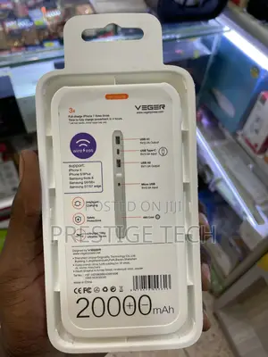 Veger Power Bank 20,000mah With Wireless Charging