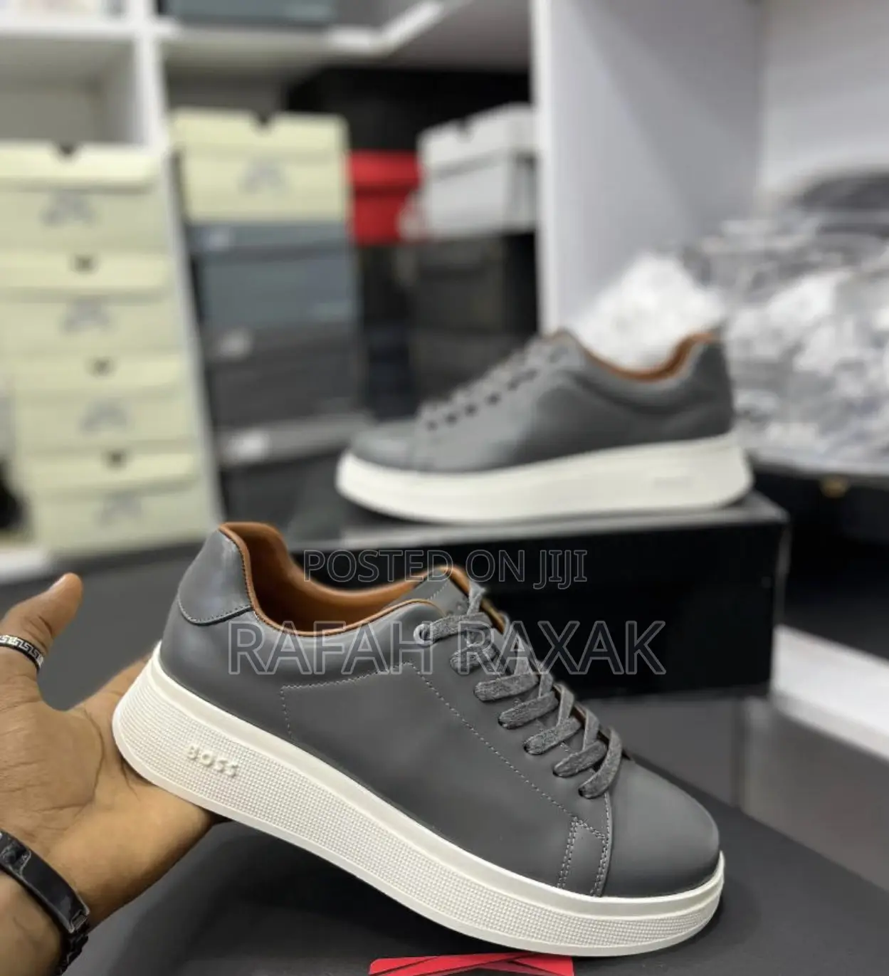 Original Grey BOSS Smart Casual Premium Leather Sneakers