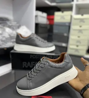 Original Grey BOSS Smart Casual Premium Leather Sneakers