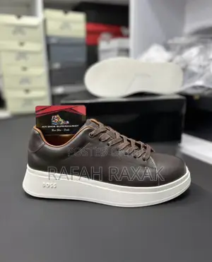 Original Dark Brown BOSS Smart Casual Leather Low Sneakers