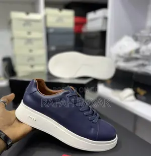 Original Blue/White BOSS Smart Casual Leather Sneakers
