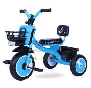 Kids Tricycle With Front Rear Storage Baskets