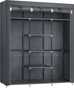 There Column Metallic Closet With Hanging Rails