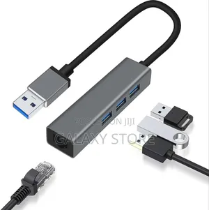 3 Port USB to Ethernet Adapter USB 3.0 Hub Network Cable