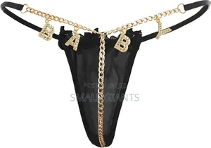 Women's Sexy Underwear Lace Rhinestone Gold Chain