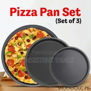 3pcs Black Pizza Pans Set