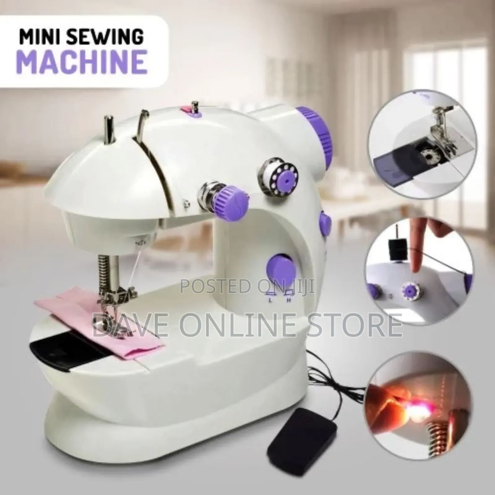 Sew Easy Mini Sewing Machine – White,Purple