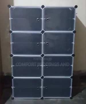 Eight Layer Plastic Shoe Rack Black