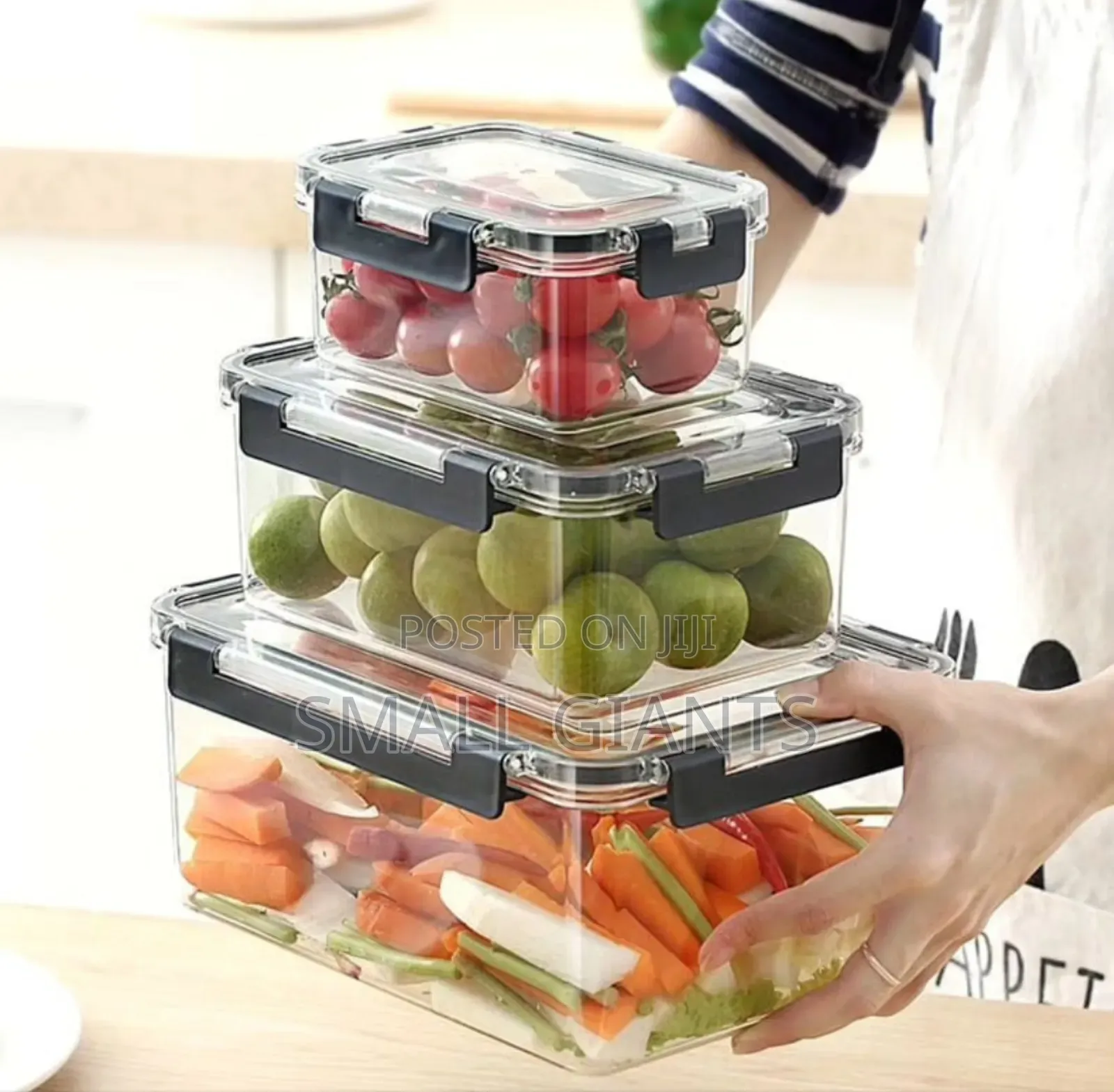 3-PCS Clear Acrylic Sealed Food Storage Containers With Lids
