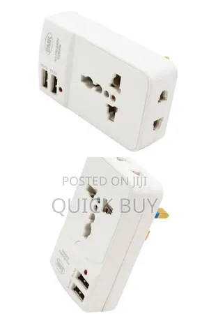 Premium 3 Pin/Uk Plug Universal+2 USB 2 Way Multi Adapter