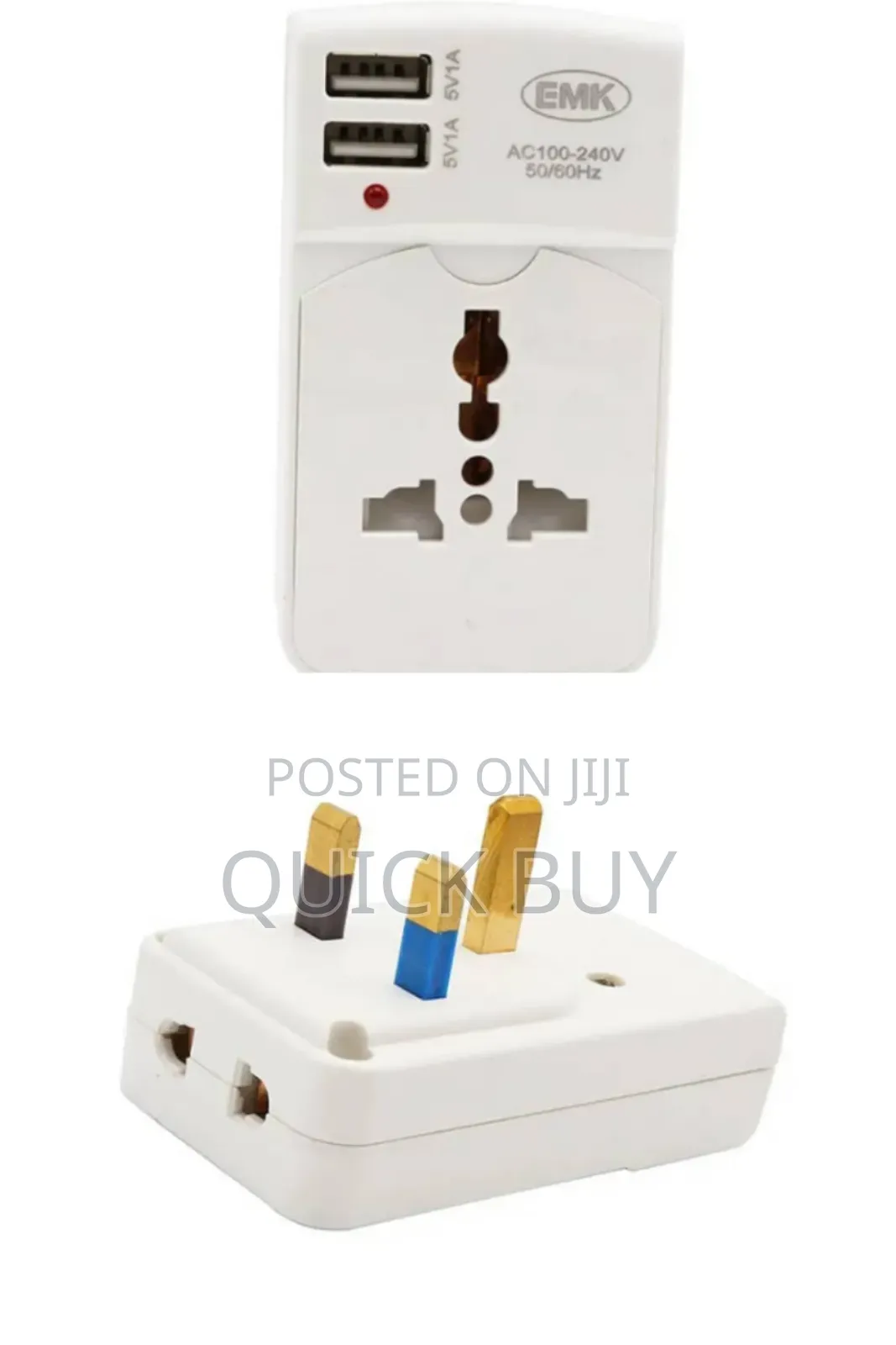 Premium 3 Pin/Uk Plug Universal+2 USB 2 Way Multi Adapter