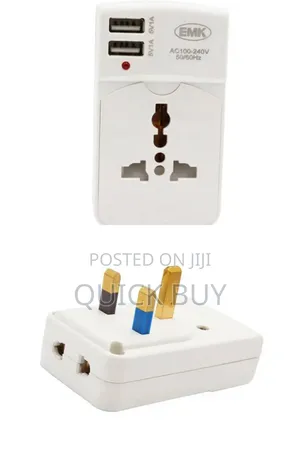 Premium 3 Pin/Uk Plug Universal+2 USB 2 Way Multi Adapter