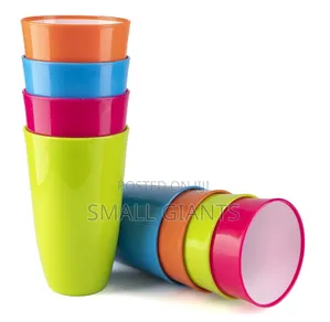 12 Pieces of Plastic Juice Tumbler Cups, Multi-Colours