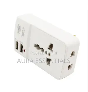 3 Pin/Uk Plug Universal+2usb 2 Way Multi Adapter Max 13A