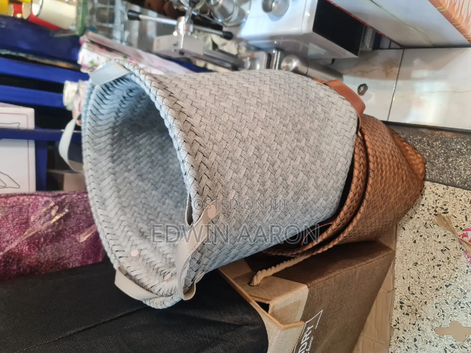 3pcs Hand Woven Laundry Baskets / Grey