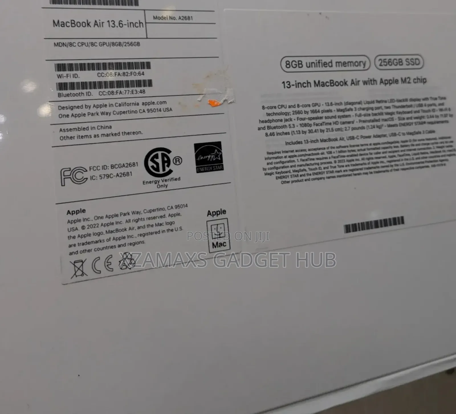 New Laptop Apple MacBook Air 8GB Apple M2 SSD 256GB
