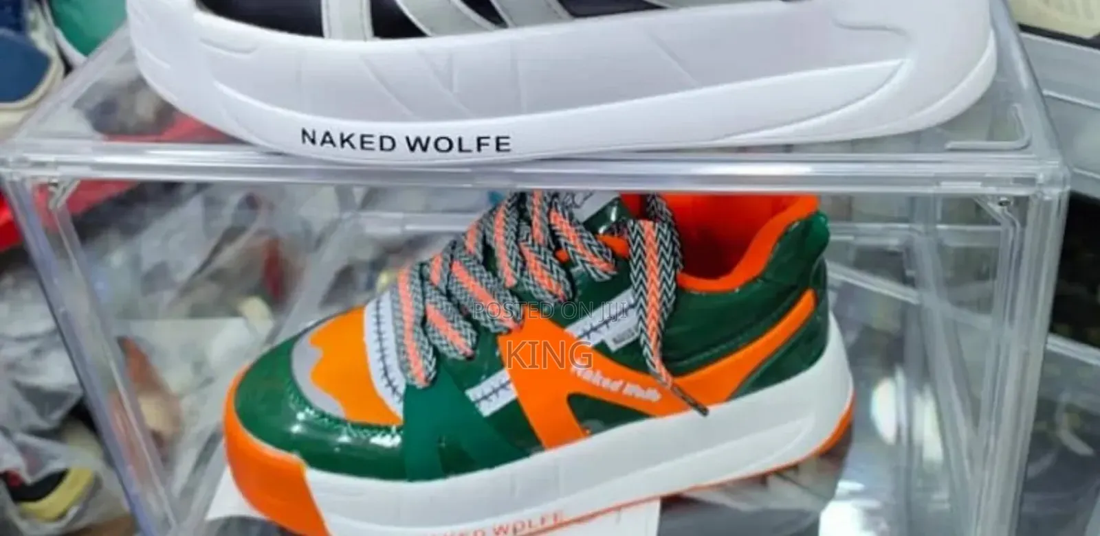 Naked Wolfe Slider Sneakers. Orange, Green, White