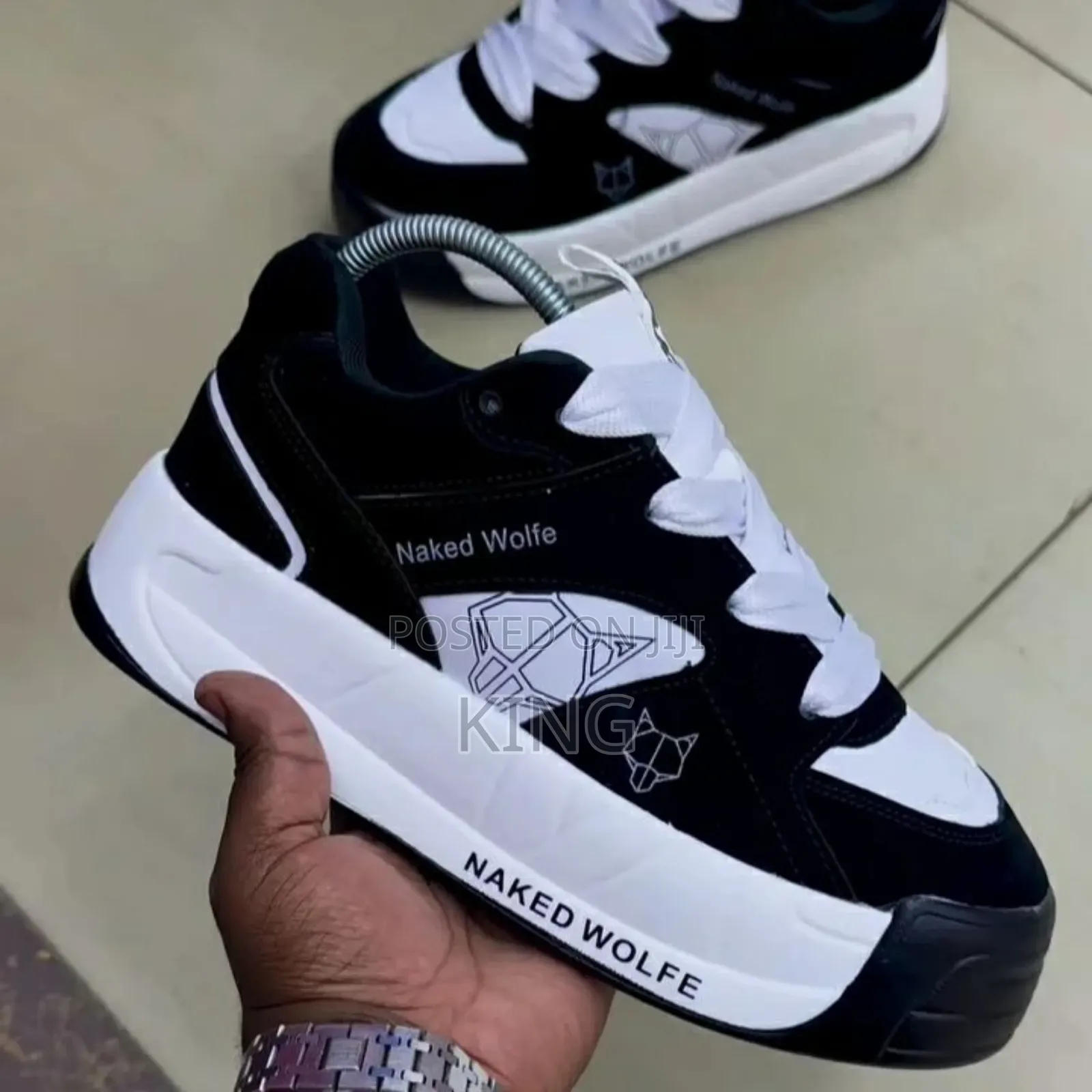 Naked Wolfe Slider Black Sneakers. Black White