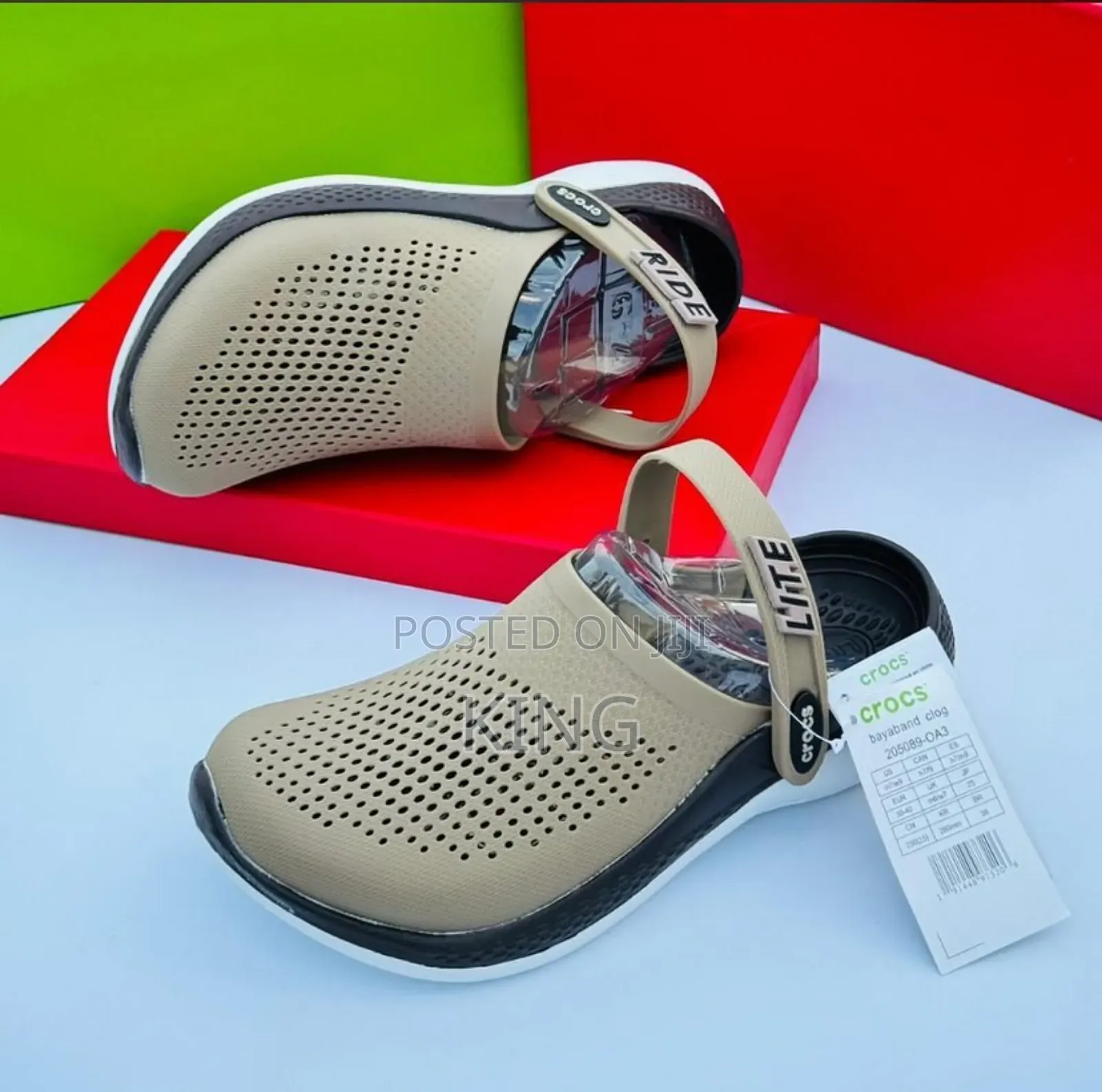 Literide Crocs. Brown, White Sole