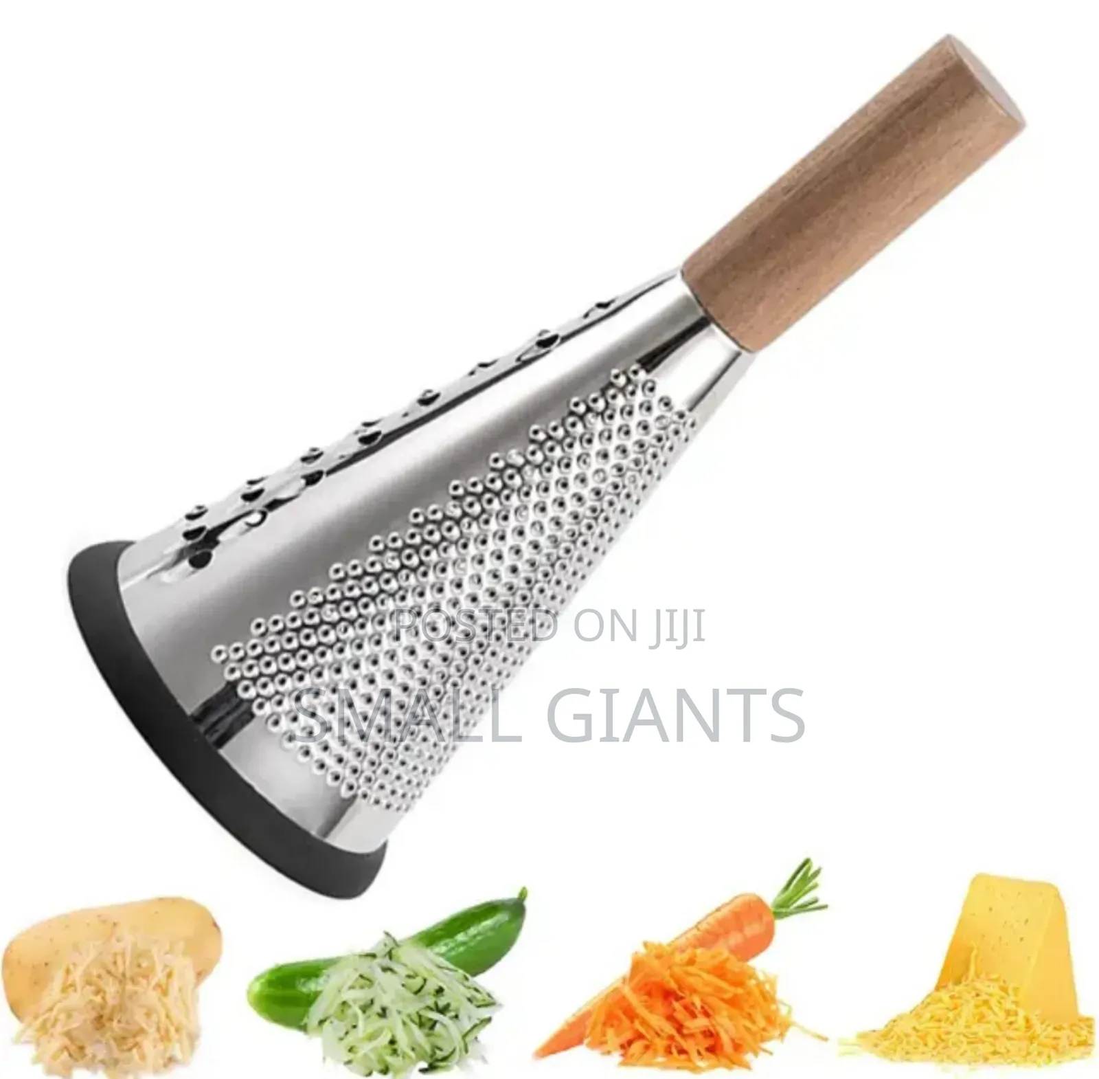 Kitchen Stainless Steel Triple Sides Grater With Wood Handle