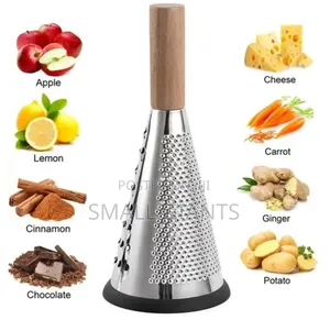 Kitchen Stainless Steel Triple Sides Grater With Wood Handle