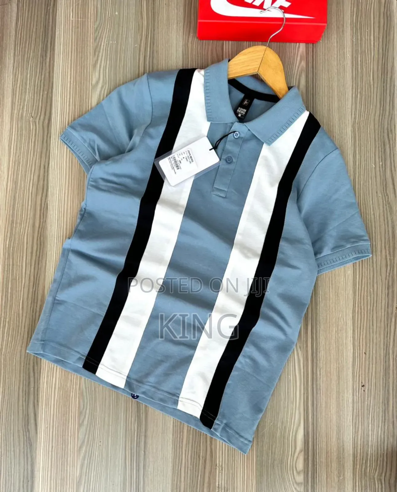 Turquoise Collar Stripe Tshirt