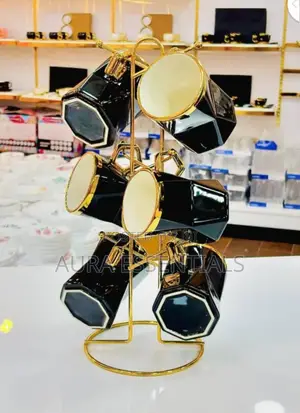 Well Designed Set of 6 Mugs With Rack