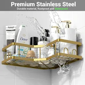 Golden Adhesive Coner Shower Caddy