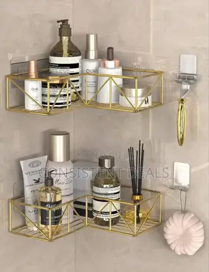 2pcs Golden Coner Shower Caddy Organized