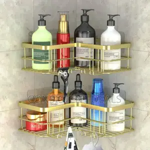 2pcs Golden Coner Shower Caddy Organized