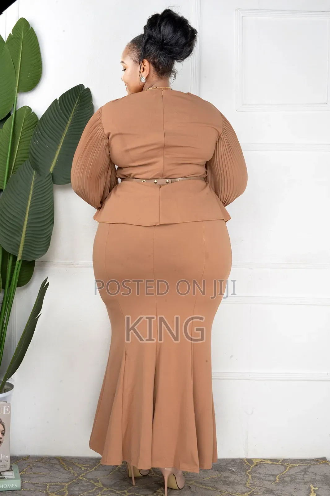 Classic Straight Maxi Dress Beige