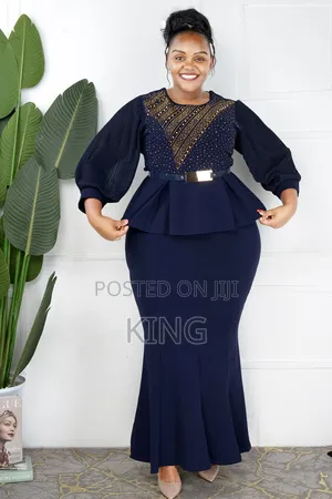 Classy Straight Maxi Dress Navy Blue