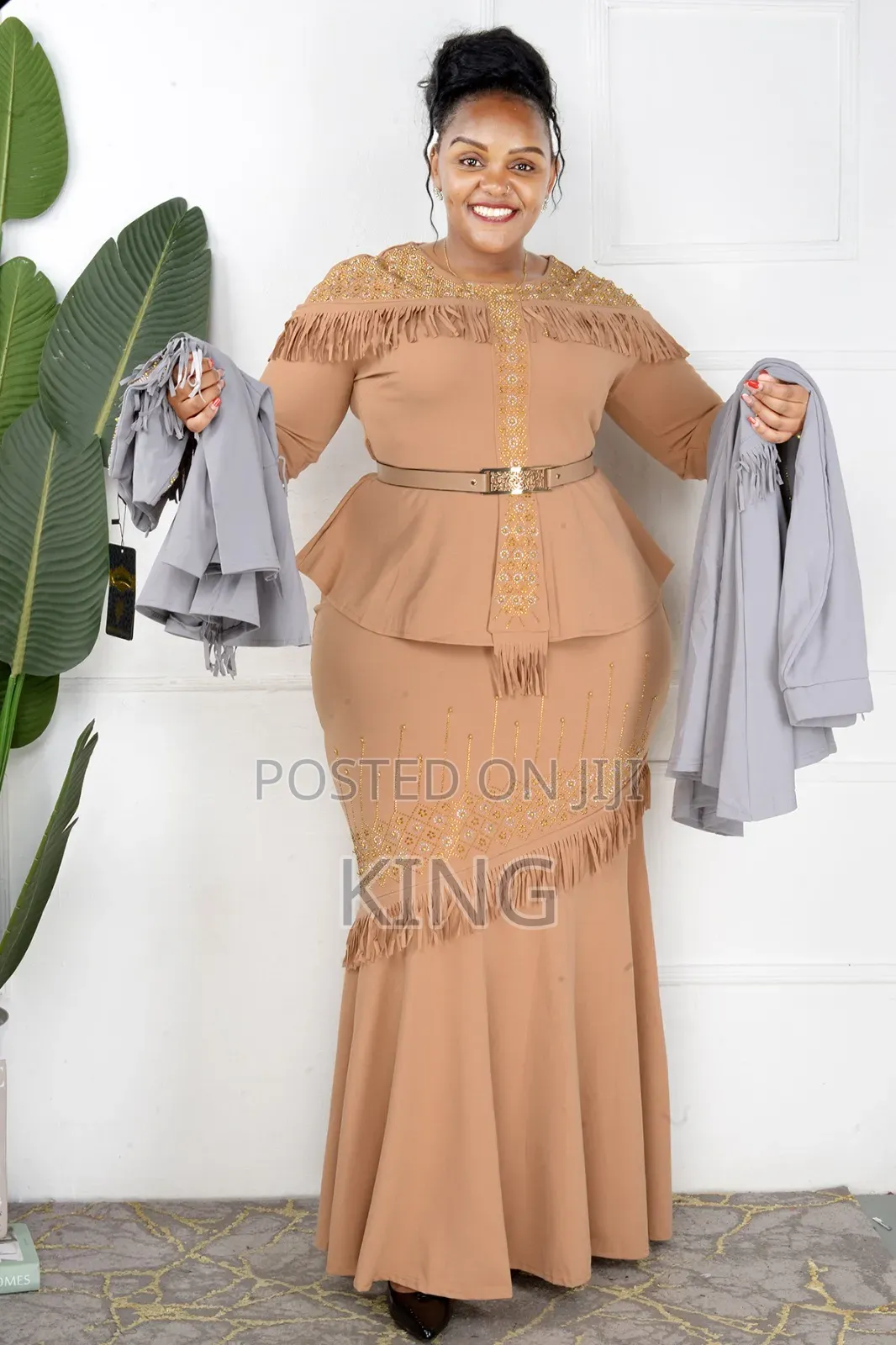 Official Maxi Dress Beige and Grey