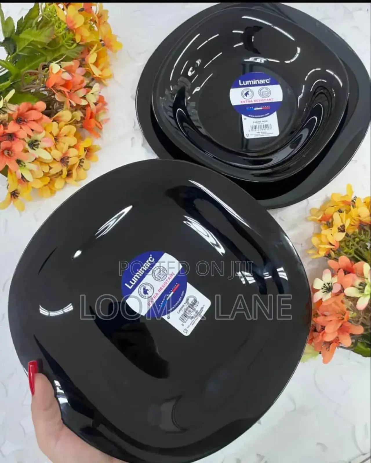 12pcs Luminarc Black Square Design Plates