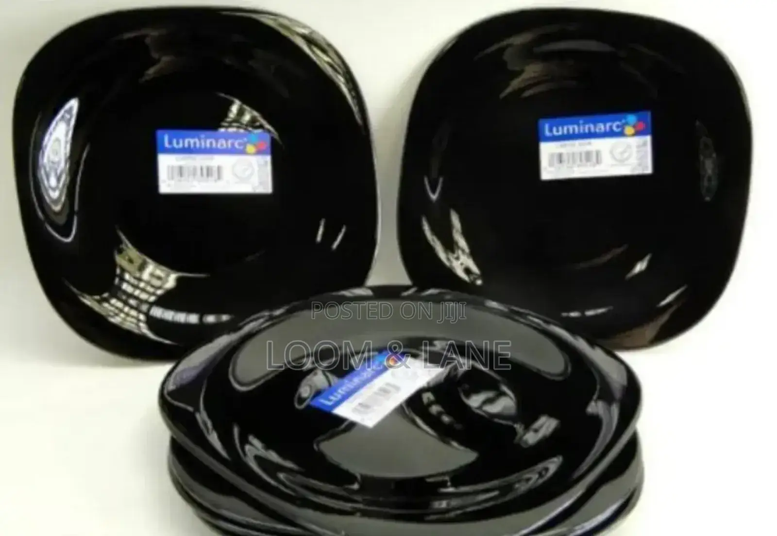 12pcs Luminarc Black Square Design Plates