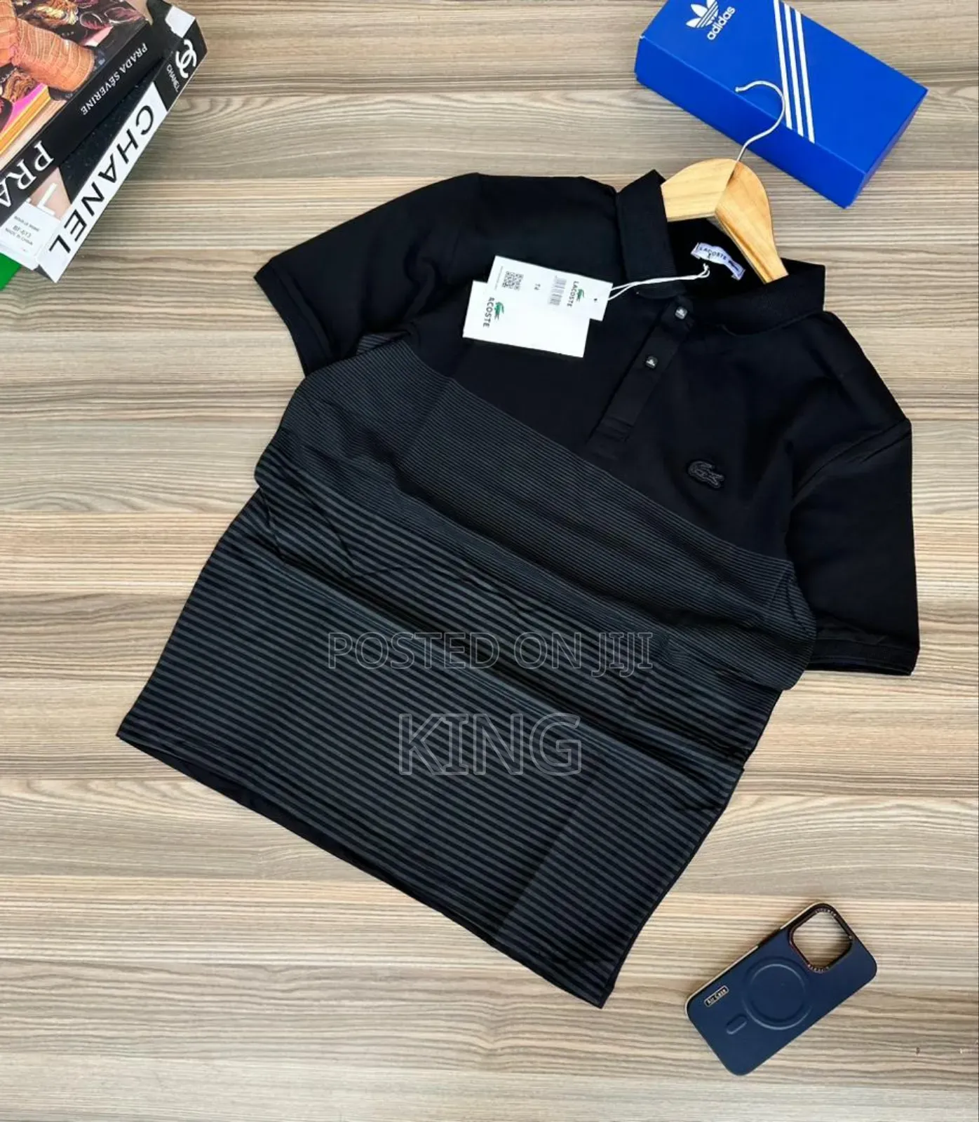 Lacoste Black Collared T-Shirt. Premium