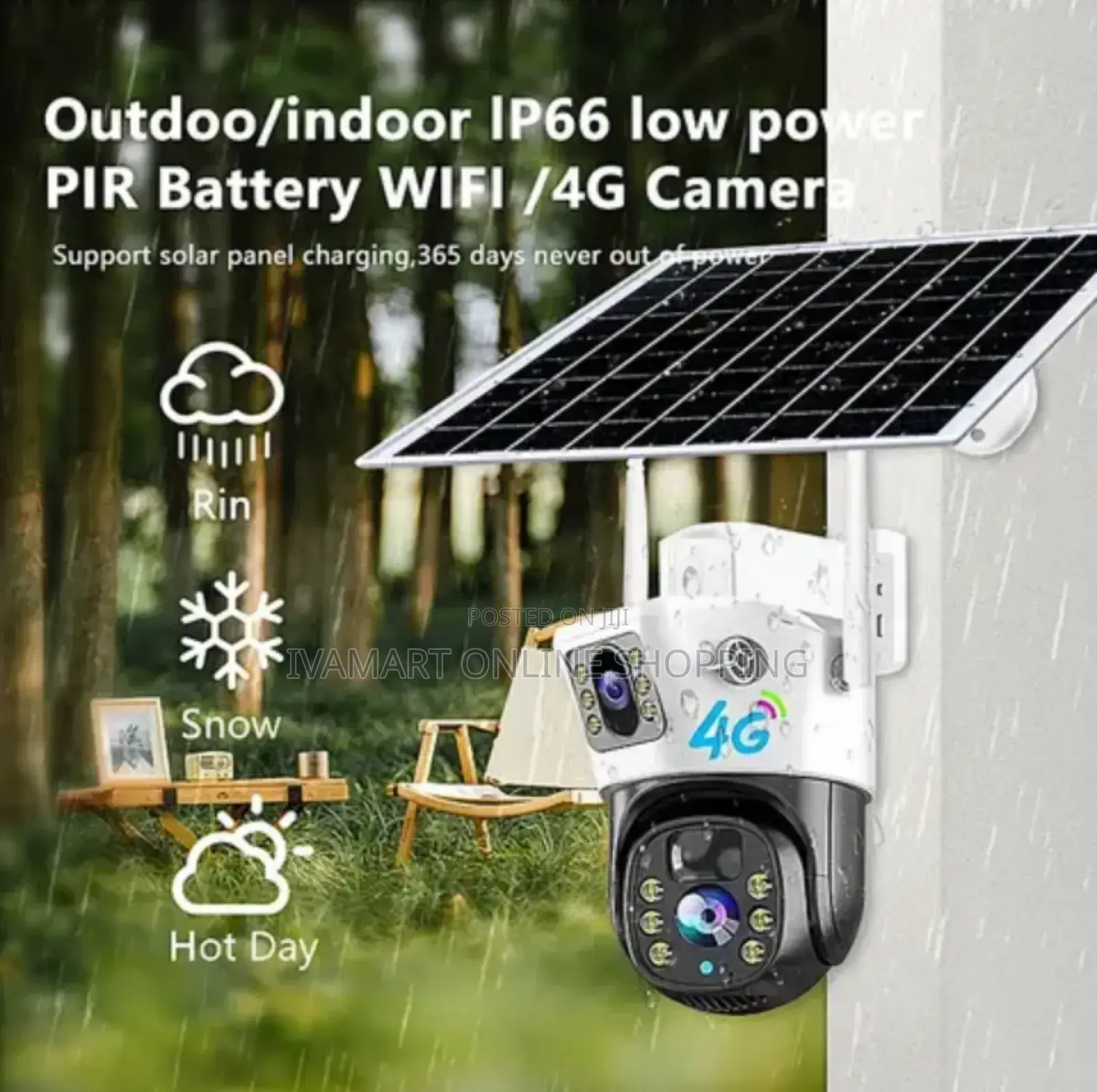 V380 4g Wi-Fi Smart Solar Security Camera - Dual Lens