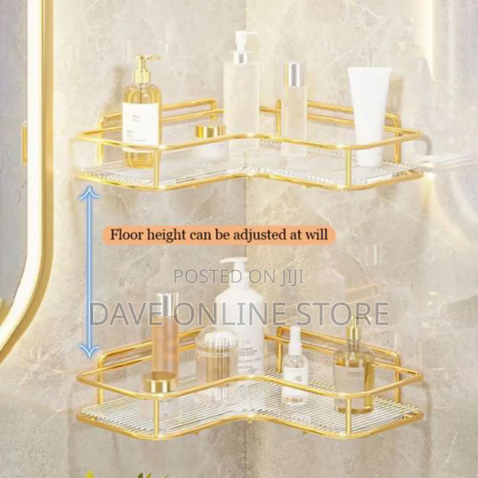 Golden Bathroom Corner Shelf Organizer