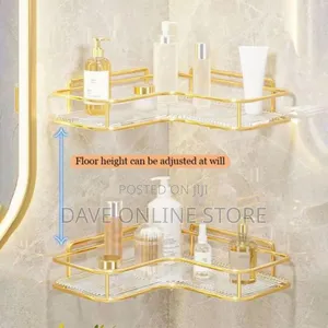 Golden Bathroom Corner Shelf Organizer