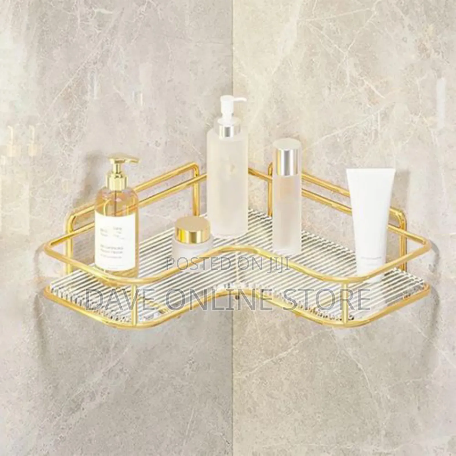 Golden Bathroom Corner Shelf Organizer