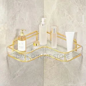 Golden Bathroom Corner Shelf Organizer