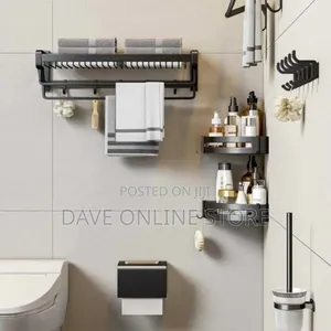 Wall Mounted Kitchen Bathroom Towel Rack Basket Shelf