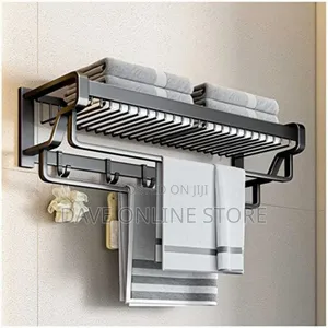 Wall Mounted Kitchen Bathroom Towel Rack Basket Shelf