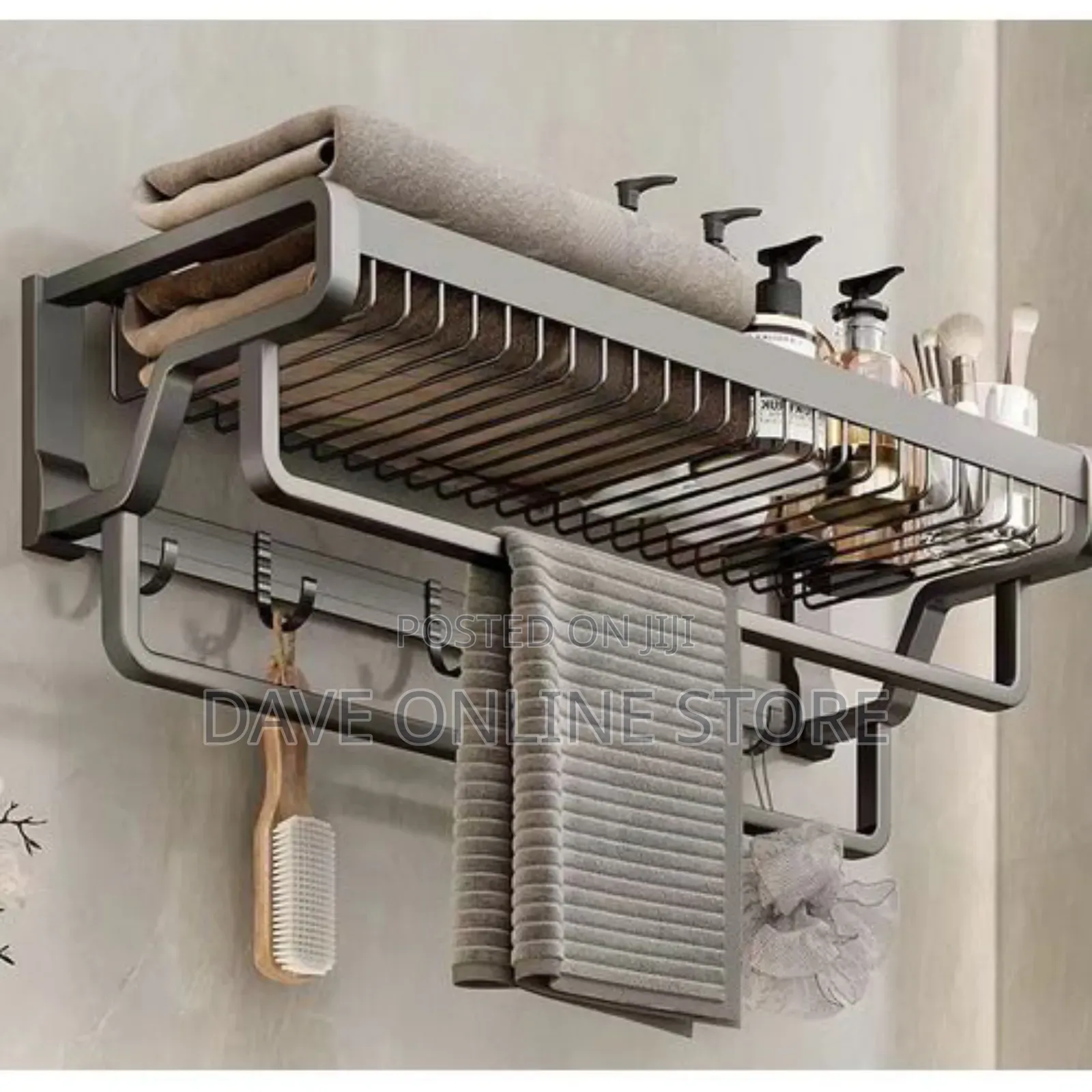 Wall Mounted Kitchen Bathroom Towel Rack Basket Shelf