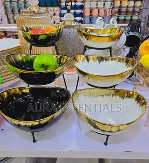3 Tier Bowl Set With Metal Rack